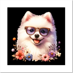 American Eskimo Dog Floral Posters and Art